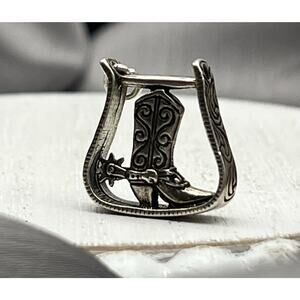 925 Sterling Silver Stirrup with Boot Charm Made in USA